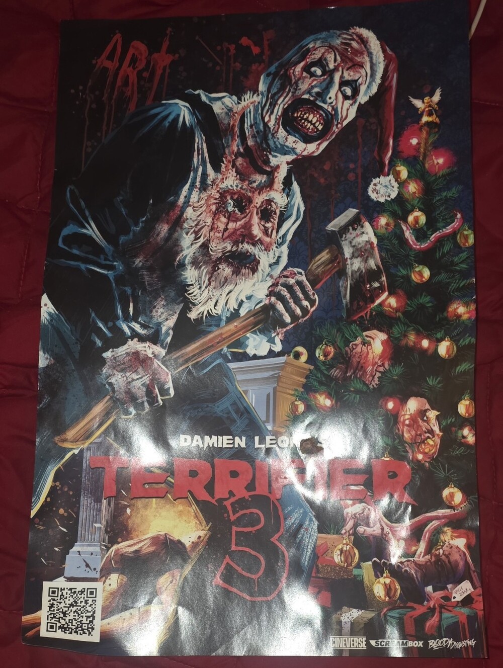 Original Terrifier 3 Movie Poster featuring Damien Leon